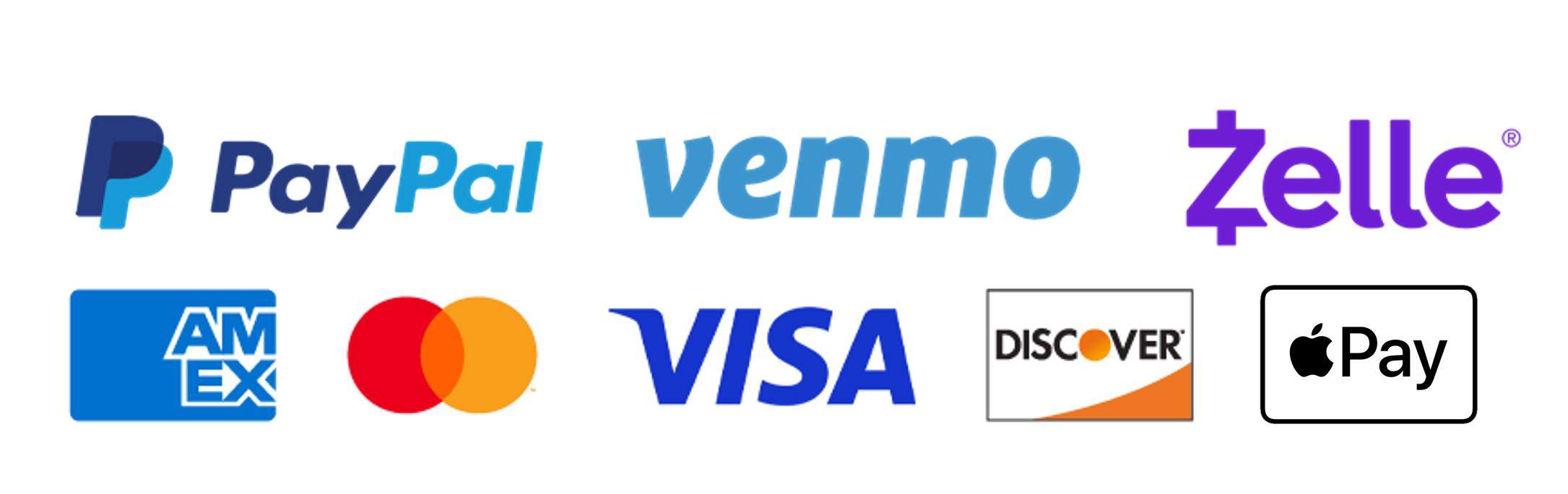 Accepted payment methods: Venmo, Zelle, credit card, and ACH.